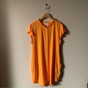 Dear John Bright Orange Button-Front Tunic Dress